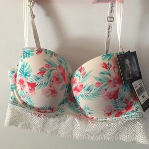 NWT 38C underwire padded tropical print bra
